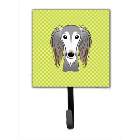Carolines Treasures Checkerboard Lime Green Saluki Leash or Key Holder- 4.25 W x 7 H In. BB1291SH4